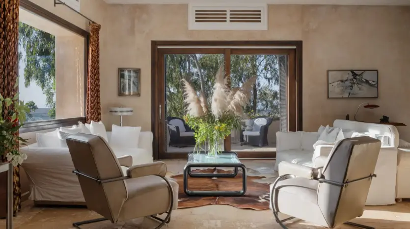 Living room of Villa Laguna with garden views