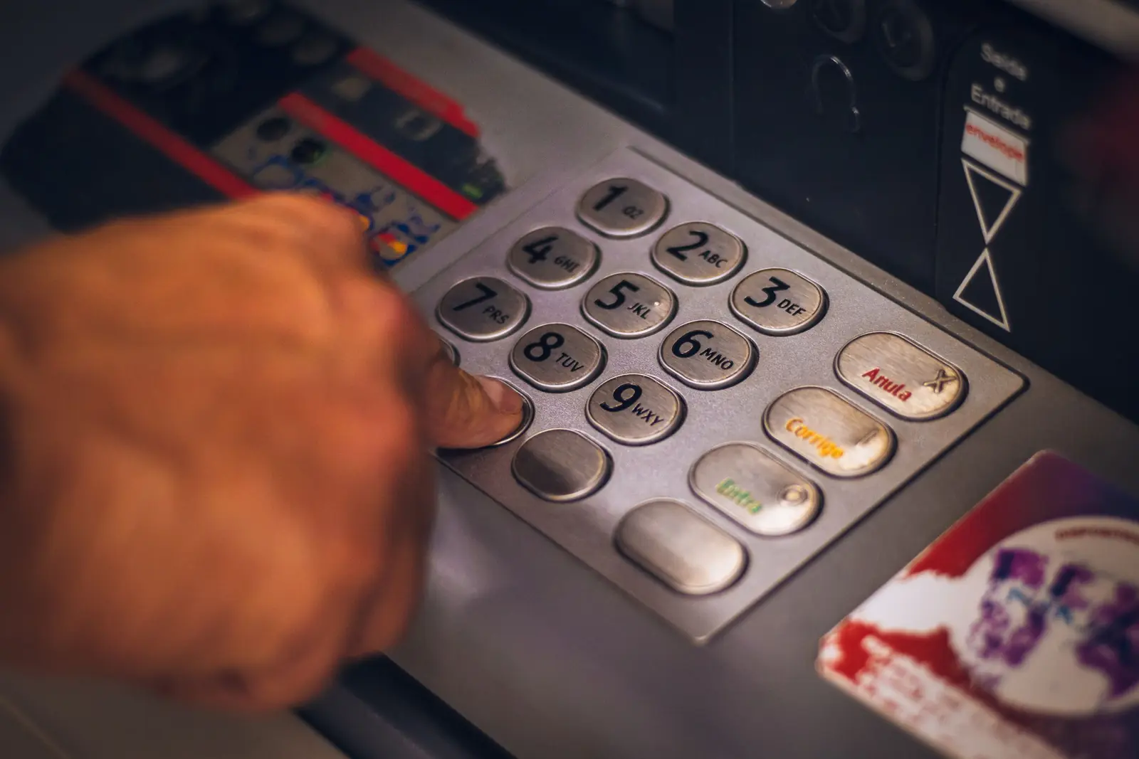 Entering a PIN on an ATM keypad