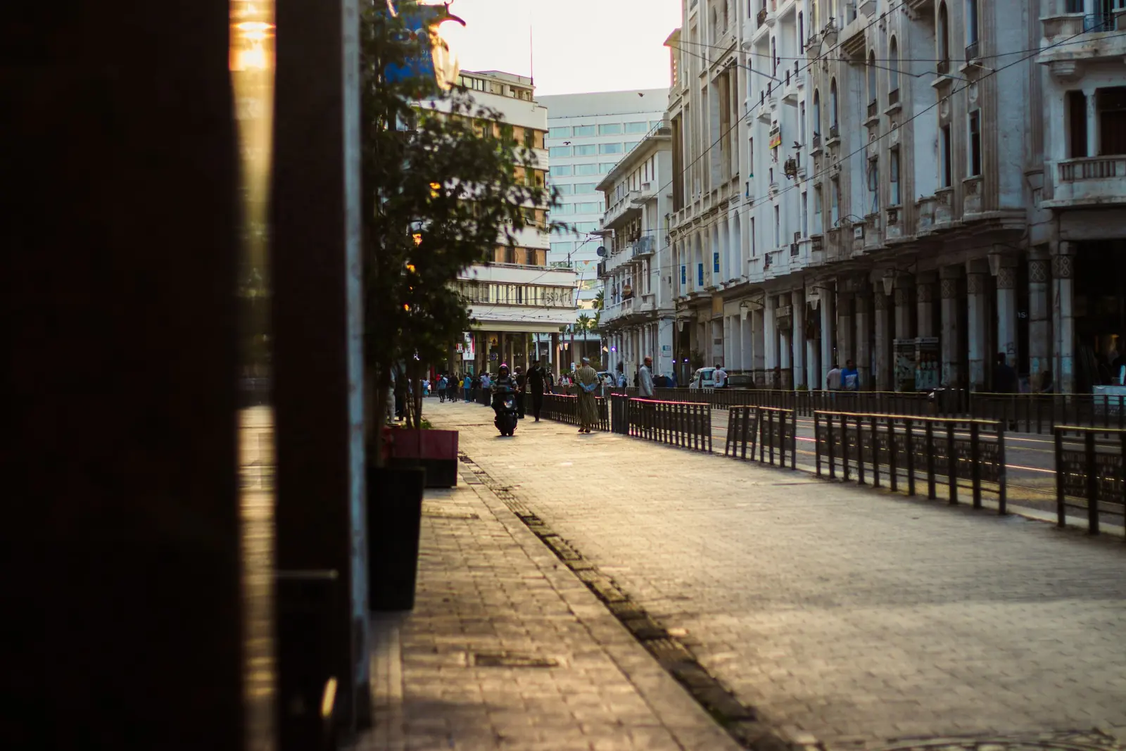 Art deco buildings along a street in Casablanca