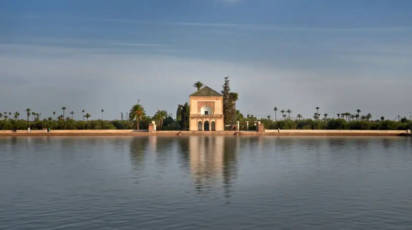 The Menara pavilion reflected in its basin in Marrakech